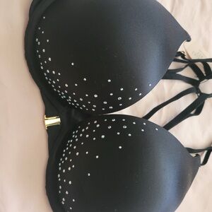 Black Embellished Women's Bra